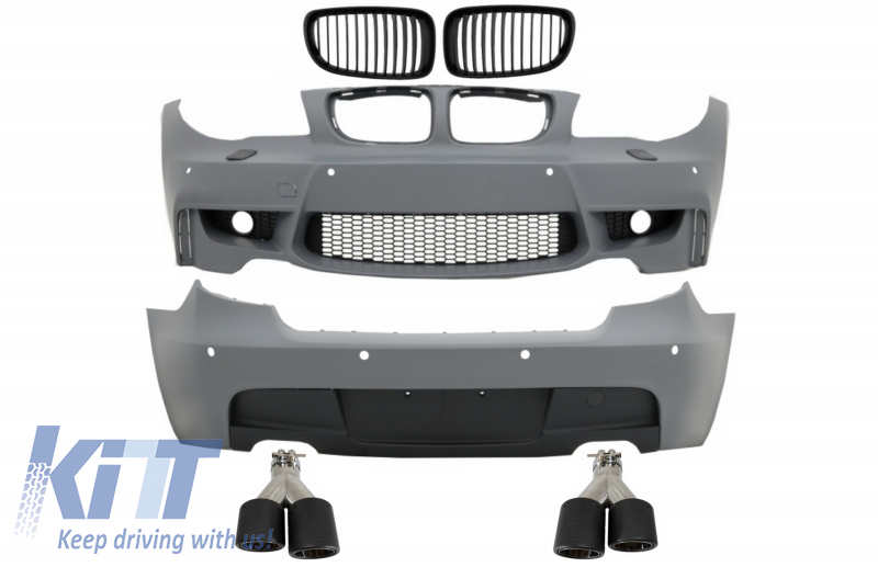 Body Kit suitable for BMW 1 Series E81 E87 Hatchback (2004-2011) M Sport Design with Exhaust Muffler Tips Carbon Fiber