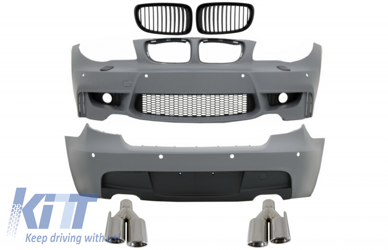 Body Kit suitable for BMW 1 Series E81 E87 Hatchback (2004-2011) M Sport Design with Exhaust Muffler Tips Chrome
