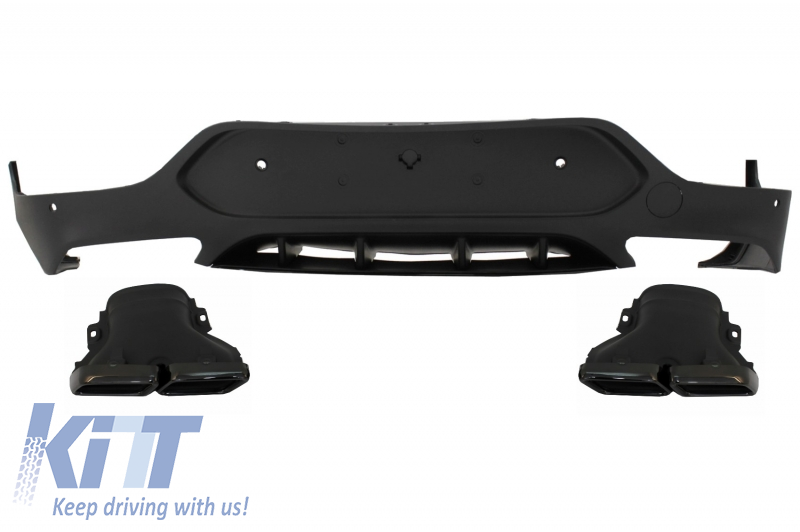 Rear Diffuser with Exhaust Muffler Tips suitable for Mercedes GLC Coupe C253 Sport Line (2015-2019) GLC63 Design Black Tips