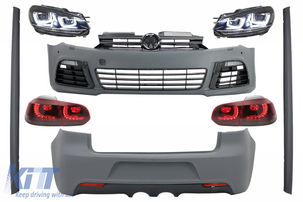 Complete Body Kit suitable for VW Golf VI 6 MK6 (2008-2013) R20 Design with Headlights and Taillights Dynamic Turning Light Only RHD