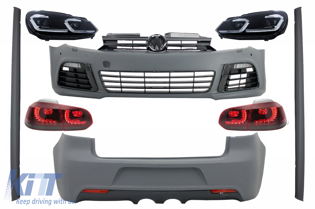 Complete Body Kit suitable for VW Golf VI 6 MK6 (2008-2013) R20 Design with Dynamic Sequential Turning Light Smoke Glass