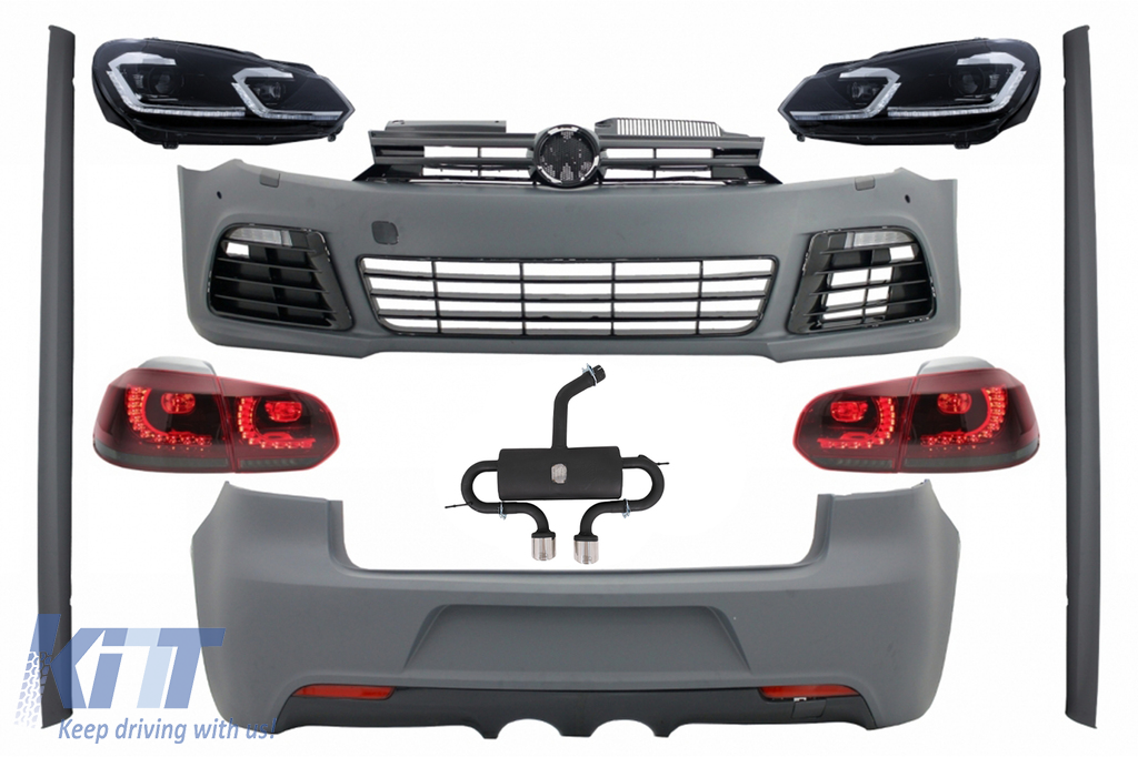 Complete Body Kit suitable for VW Golf VI 6 MK6 (2008-2013) R20 Design Exhaust System Catback Muffler