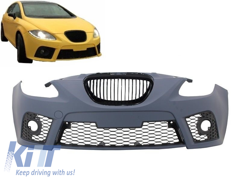 Front Bumper suitable for Seat Leon 1P (2004-2009) Cupra Design with Central Front Grille Projector Lower grille