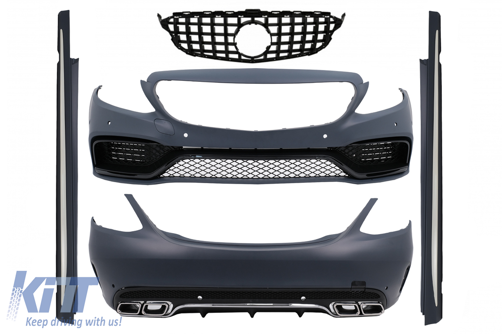 Complete Body Kit with Front Grille suitable for MERCEDES C-Class W205 Sedan (2014-2018) C63 A-Design