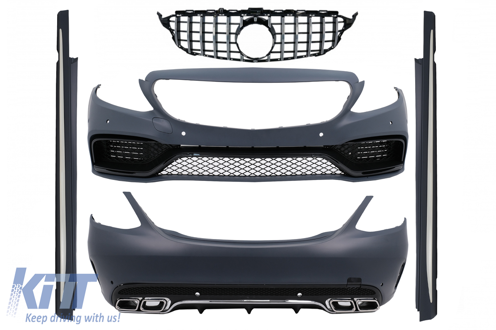 Complete Body Kit with Front Grille suitable for MERCEDES C-Class W205 Sedan (2014-2018) C63 A-Design