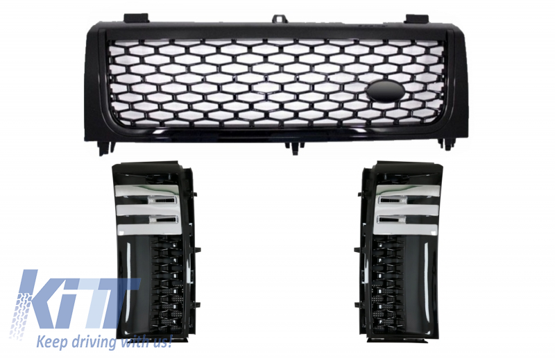 Central Grille with Side Vents Grilles suitable for Land Range Rover Vogue III L322 (2002-2005) All Black Autobiography Supercharged Edition