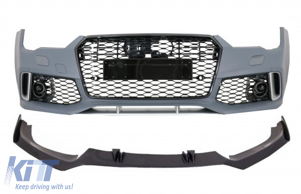 Front Bumper with Add-On Spoiler Lip Real Carbon suitable for Audi A7 4G Facelift (2015-2018) RS7 Design