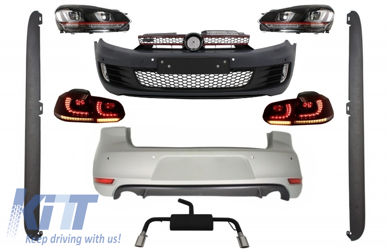 Complete Body Kit suitable for VW Golf VI 6 (2008-2013) R20 Design with Headlights RHD and Taillights Dynamic Sequential Turning Light