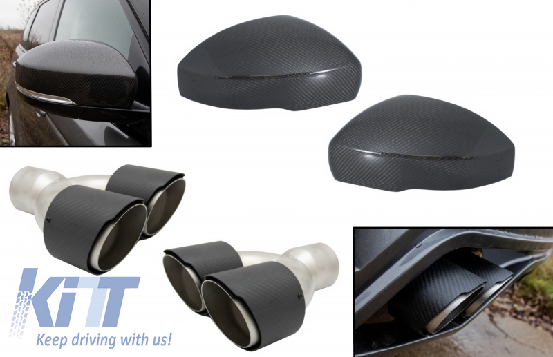 Exhaust Muffler Tips with Mirror Covers suitable for Land Range Rover Vogue L405 (2013-2017) Sport L494 (2013-2017) Discovery V L462 Real Carbon Fiber