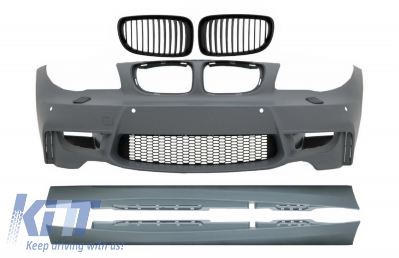 Front Bumper with Side Skirts suitable for BMW 1 Series E87 (2004-2011) 1M Design With Air Duct Vent