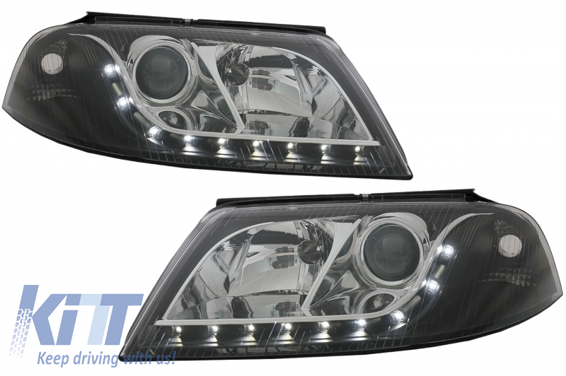 Headlights suitable for VW Passat 3BG (2000-2004) DRL Look RHD Black