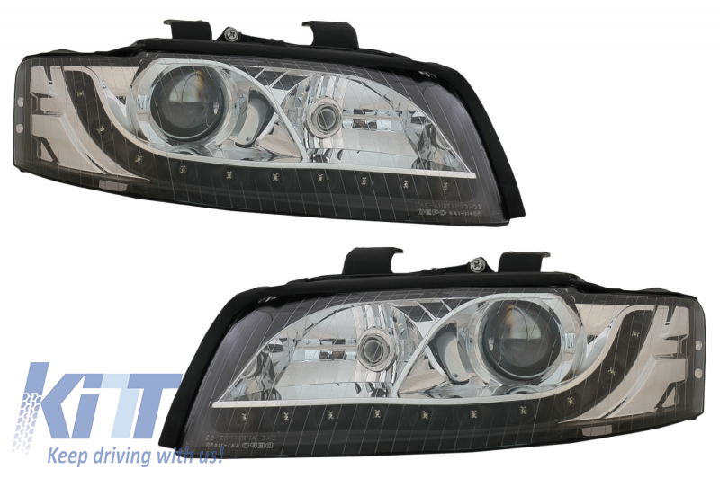 Headlights suitable for AUDI A4 B6 8E (2001-2004) LED DRL Look Black (RHD)