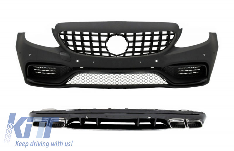 Front Bumper with Grille and Diffuser suitable for MERCEDES C-Class W205 S205 (2014-2020) only AMG Spot Line