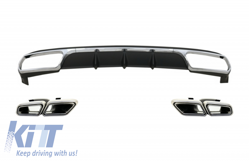 Rear Diffuser with Exhaust Muffler Tips Chrome suitable for Mercedes E-Class W212 Facelift (2013-2016) only Standard Bumper