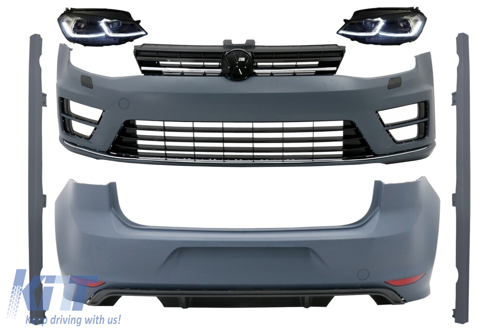 Complete Body Kit with G7.5 Look LED Headlights Bi-Xenon Look Sequential Dynamic Turning Lights suitable for VW Golf 7 VII (11/2012-07/2017) R Design