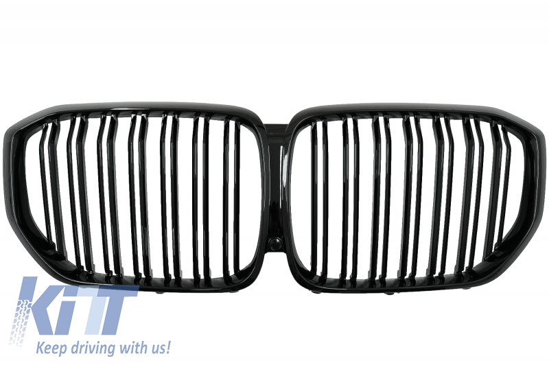 Central Kidney Grilles suitable for BMW X5 G05 (2018-up) Double Stripe M Design Piano Black