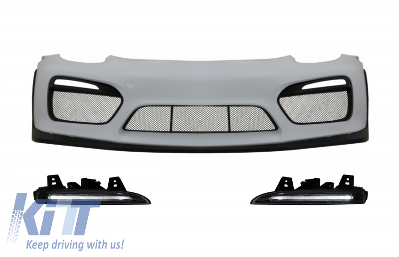 Front Bumper with DRL LED suitable for Porsche Cayman 981C & Boxster 981 (2012-2016) GT4 Design