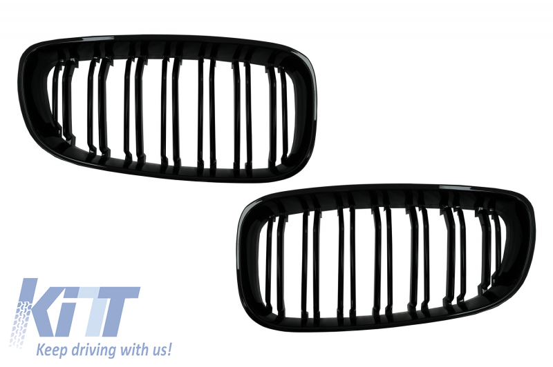 Central Kidney Grilles suitable for BMW 3 Series F34 GT (2013-2020) Double Stripe M Design Piano Black