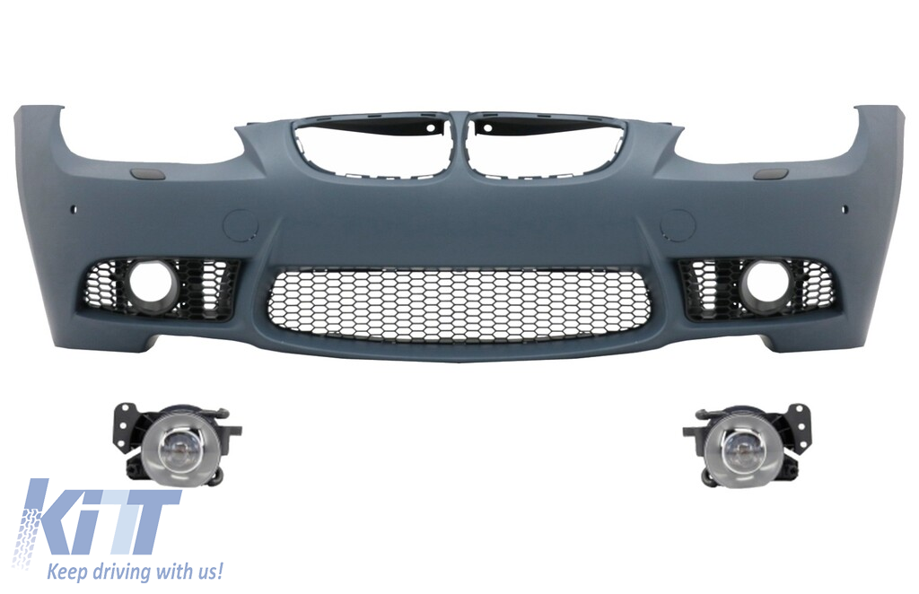 Front Bumper with Fog Light Projectors suitable for BMW 3 Series E92 Coupe E93 Cabrio (2006-2009) M3 Look with PDC