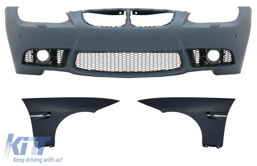 Front Bumper with Front Fenders suitable for BMW 3 Series E92 Coupe E93 Cabrio (2006-2009) M3 Look with PDC Without Projectors