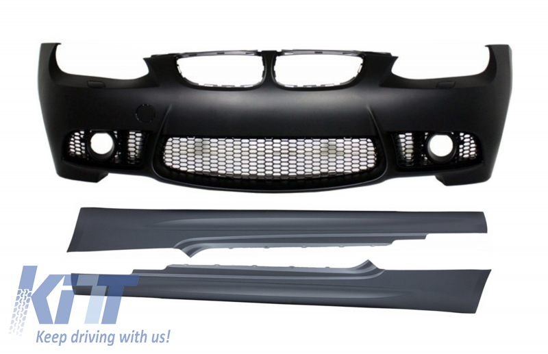 Front Bumper with Side Skirts suitable for BMW 3 Series E92 Coupe E93 Cabrio (2006-2009) M3 Look Without PDC and Projectors