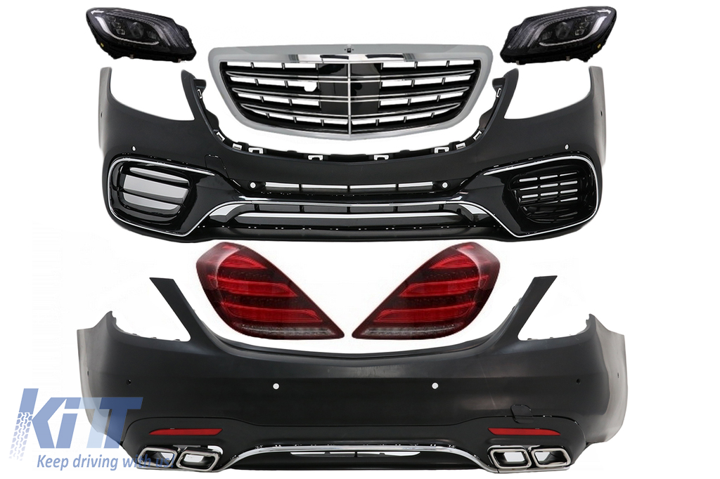 Body Kit suitable for Mercedes S-Class W222 Facelift (2013-06.2017) S63 Design with LED Lights