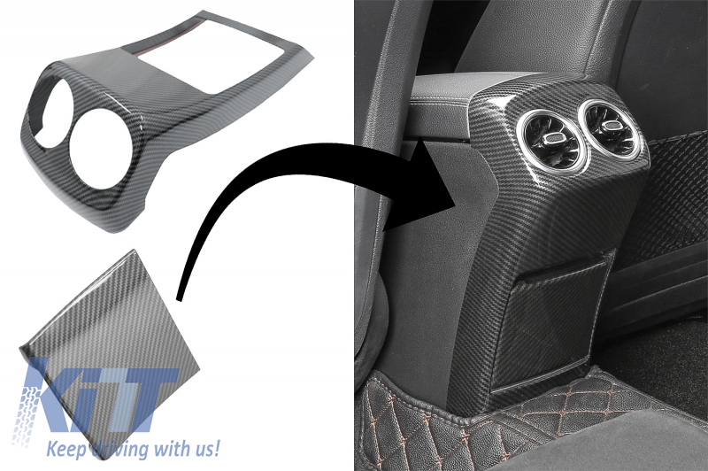 Rear Armrest Box Air Outlet Trim Cover Suitable for Mercedes A-Class W177 V177 (2018-Up) Carbon Fiber