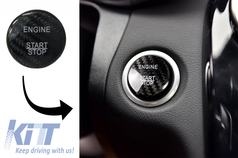 Car Engine Start Button Cover Interior Decoration suitable for MERCEDES A-Class W176 (2012-2017) B-Class W246 (2012-2017) C-Class W205 (2015-2017) W204 (2008-2014) Real Carbon