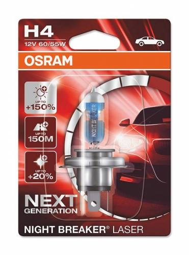OSRAM Halogen NIGHT BREAKER LASER Headlamp 64193NL-01B60 H4 12V 60/55W Blister (1 unit)