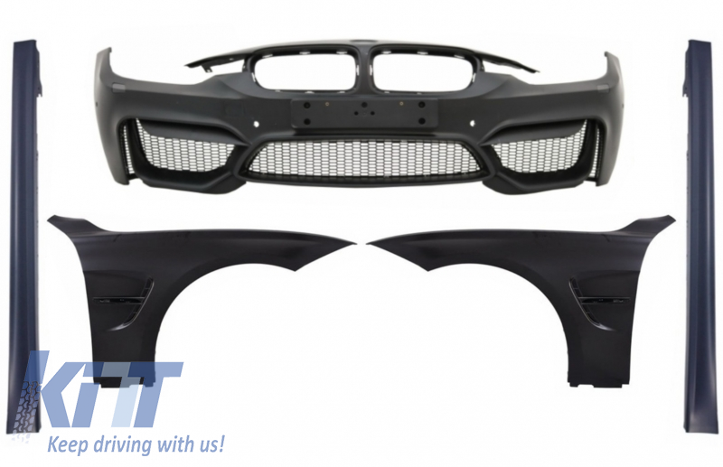 Front Bumper with Front Fenders and Side Skirts suitable for BMW 3 Series F30 F31 Pre-LCI & LCI (2011-2018) M4 Design