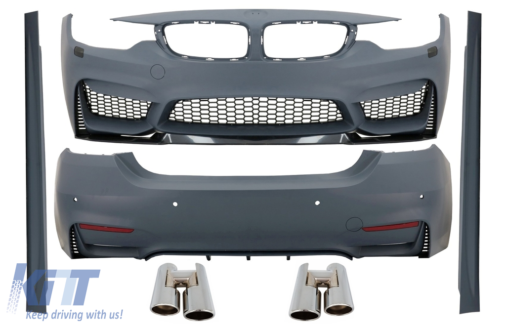 Complete Body Kit suitable for BMW 4 Series F32 F33 Coupe Cabrio (2013-up) with Chromed Exhaust Muffler Tips M4 Design