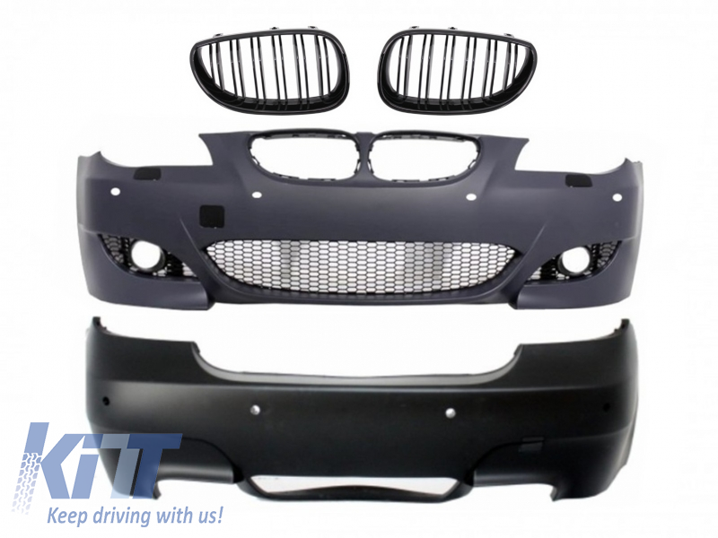Body Kit Front and Rear Bumper suitable for BMW 5 Series E60 (2007-2010) with Central Kidney Grilles LCI M5 Design with PDC 18mm