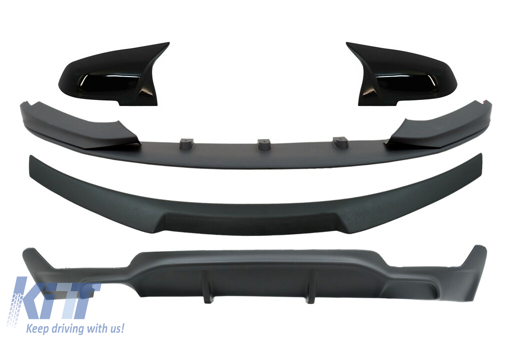 Conversion Package to M Performance Design Bumper Lip With Trunk Spoiler and Mirror Covers suitable for BMW 4 Series Coupe F32 (2013-2019) Double Air Diffuser