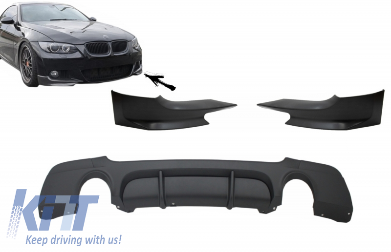 Rear Bumper Diffuser with Splitters suitable for BMW E92 Coupe 3 Series (2006-2010) M Performance Design Twin Single Outlet