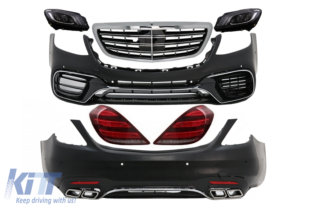 Body Kit suitable for Mercedes S-Class W222 Facelift (2013-06.2017) S63 Design with Headlights and Taillights Full LED