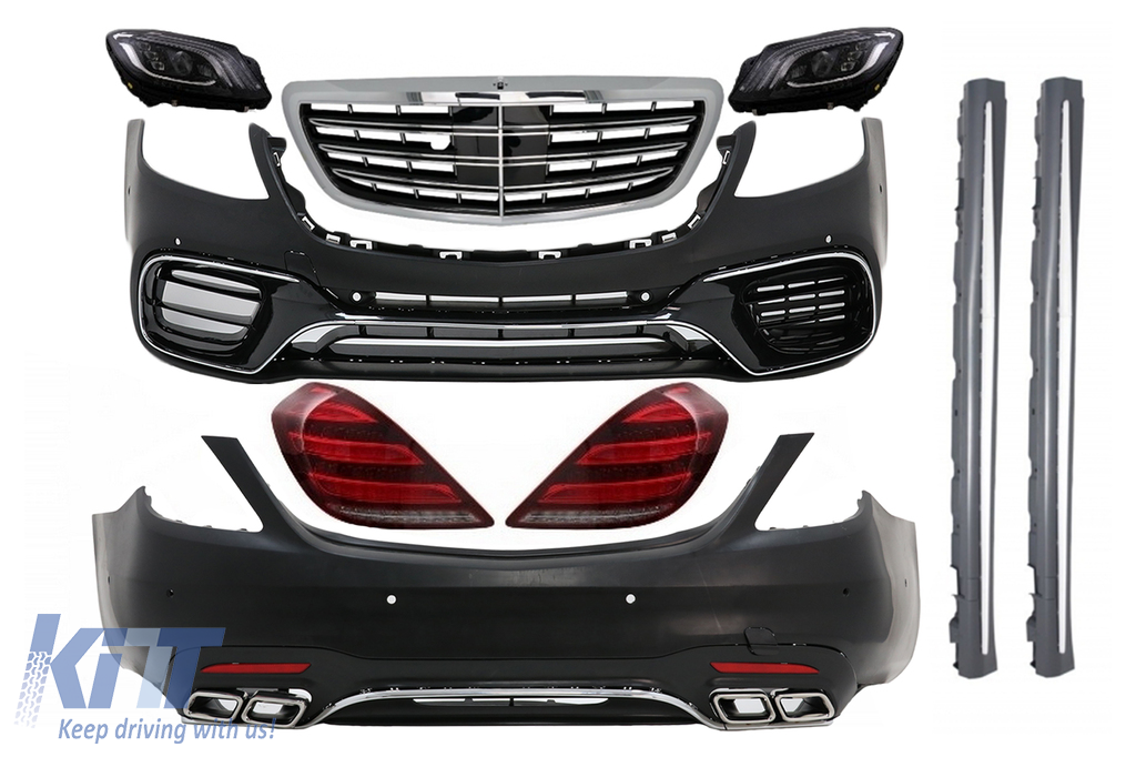 Body Kit suitable for Mercedes S-Class W222 Facelift (2013-06.2017) S63 Design with Headlights and Taillights Full LED