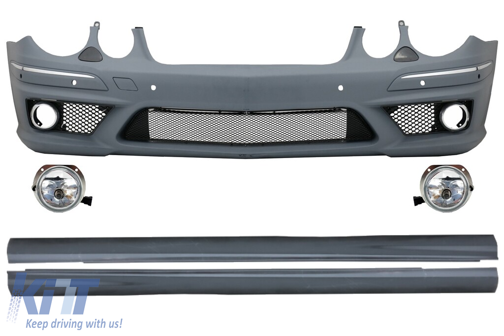 Front Bumper suitable for Mercedes W211 E-Class Facelift (2006-2009) With Fog Lights and Side Skirts