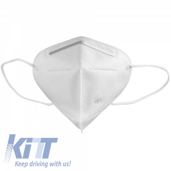 KN95 White Triangle Face Mask 5 Layers Unisex Disposable with Bending Metal Strip