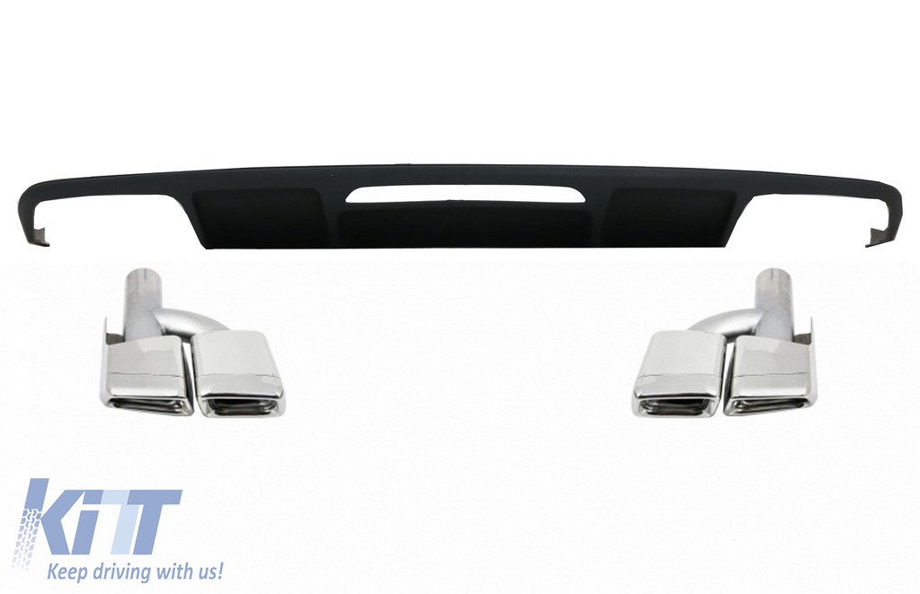Rear Bumper Diffuser suitable for Mercedes CLS Sedan W218 (2011-2017) and Exhaust Muffler Tips Tail Pipes Only for AMG Sport Line