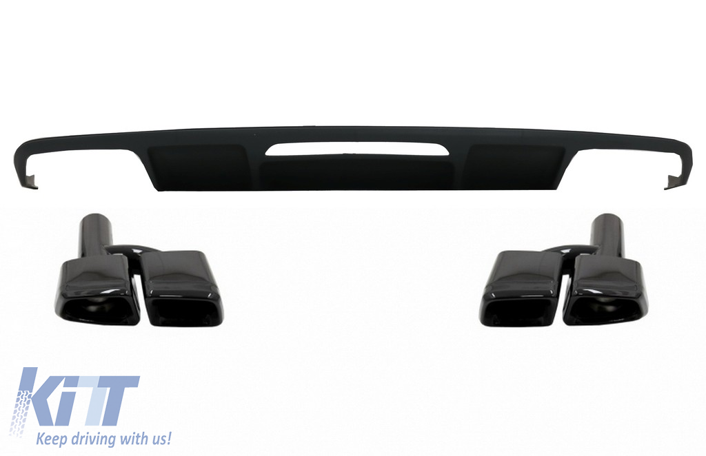Rear Bumper Diffuser suitable for Mercedes W218 CLS Sedan (2011-2017) and Exhaust Muffler Tips Tail Pipes Only for AMG Sport Line