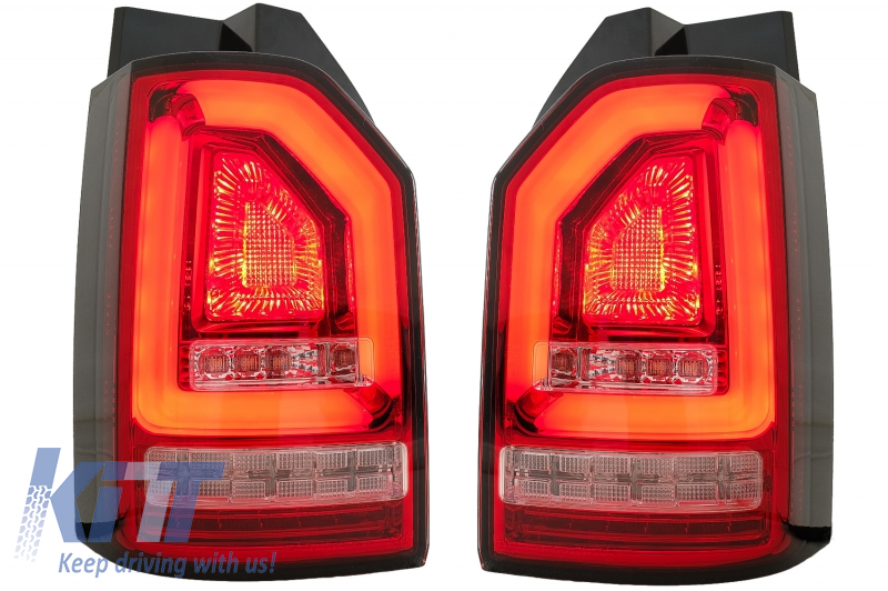 Taillights Red White Full LED BAR suitable for VW Transporter T6 (2015-2020) with Dynamic Turn Signal