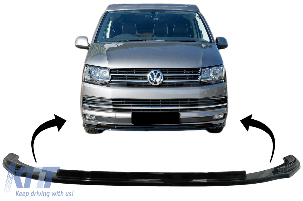 Front Bumper Add-on Spoiler Lip suitable for VW Transporter T6 (2015-up) Glossy Black