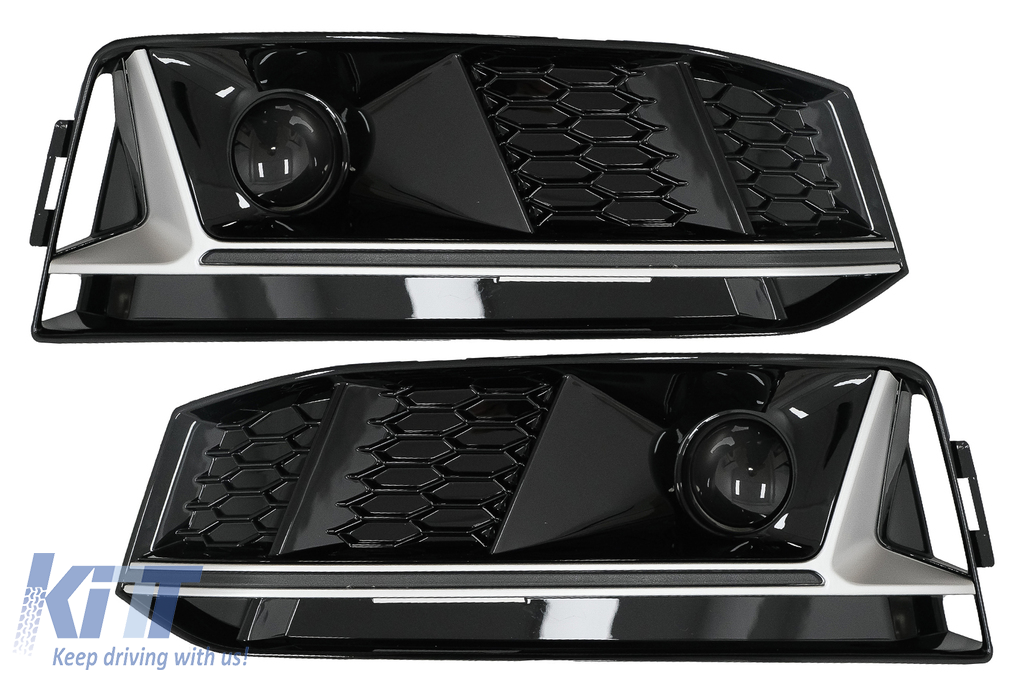 Bumper Lower Grille ACC Covers Side Grilles suitable for Audi A4 B9 S-Line Sedan Avant (2016-2018) RS4 Design Silver Edition