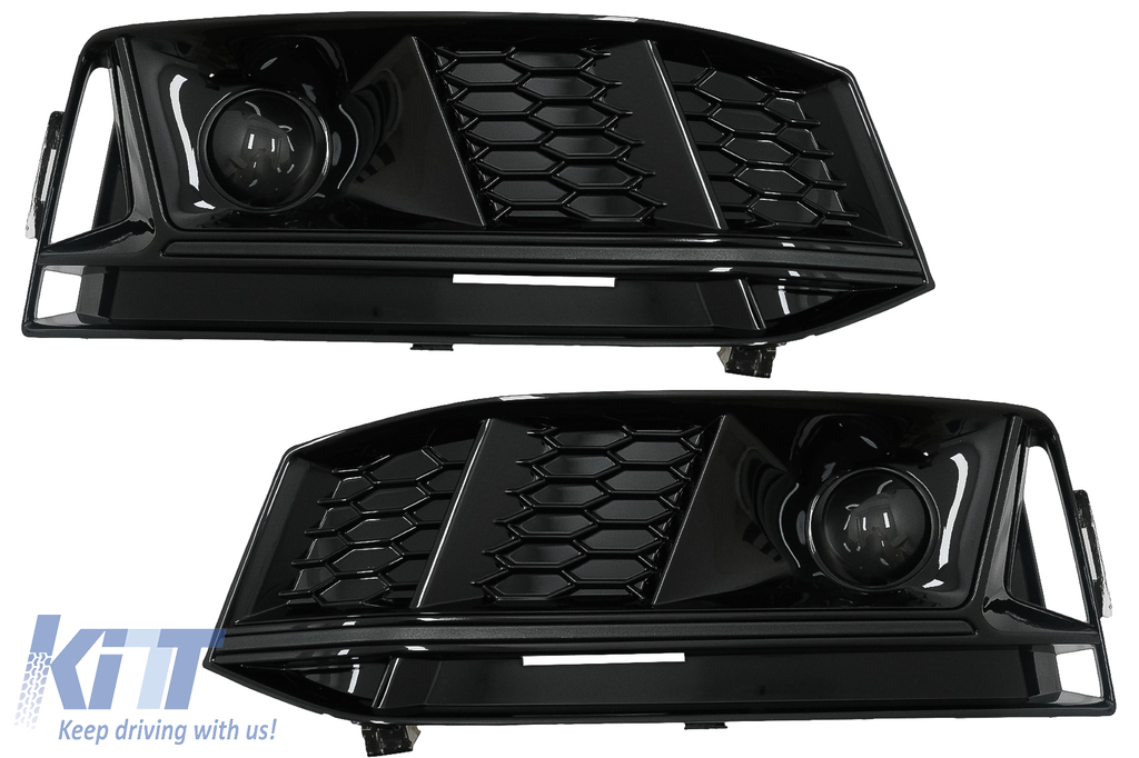 Bumper Lower Grille ACC Covers Side Grilles suitable for Audi A4 B9 S-Line Sedan Avant (2016-2018) RS4 Design Black Edition