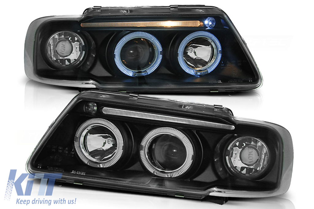 Angel Eyes Headlights suitable for Audi A3 8L (08.1996-08.2000) Black