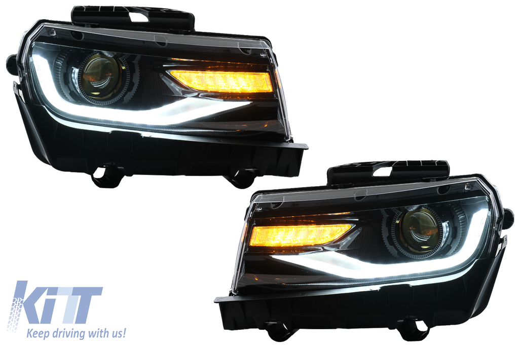 Headlights LED DRL suitable for Chevrolet Camaro Mk5 Facelift (2014-2015) Sequential Amber Dynamic Turning Lights Conversion to 2016+ Look