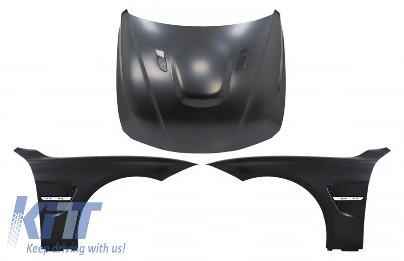Hood Bonnet with Front Fenders Black Chrome suitable for BMW 3 Series F30 F31 (2011-2019) M3 GTS Look
