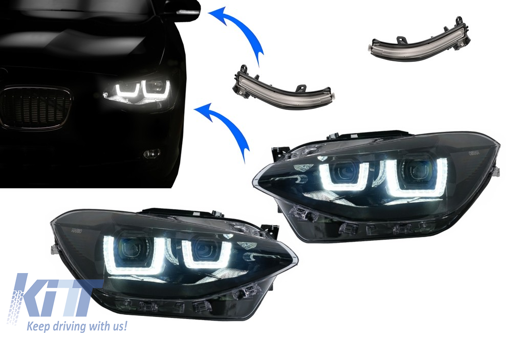 Osram LEDriving Full LED Headlights suitable for BMW 1 Series F20 F21 (06.2011-03.2015) with Osram Full LEDriving Mirror Indicators Dynamic Sequential Turning Lights