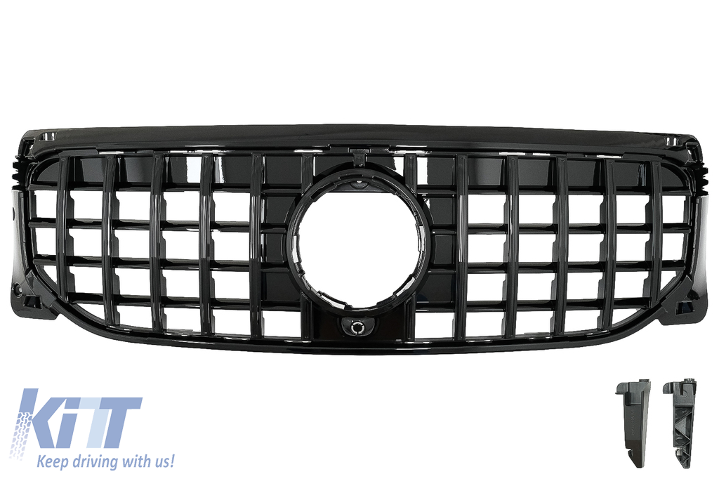 Front Grille suitable for Mercedes GLB-Class X247 (2019-up) GT-R Panamericana Design Piano Black