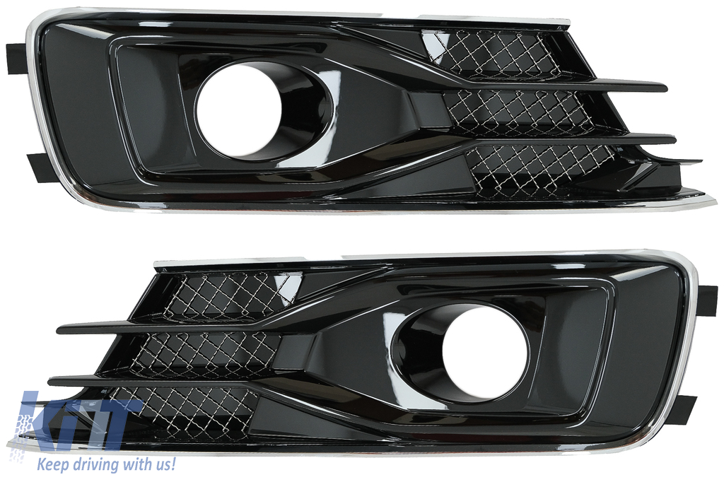 Bumper Lower Side Grilles Covers suitable for AUDI A6 C7 4G Facelift (2015-2018) Black Edition
